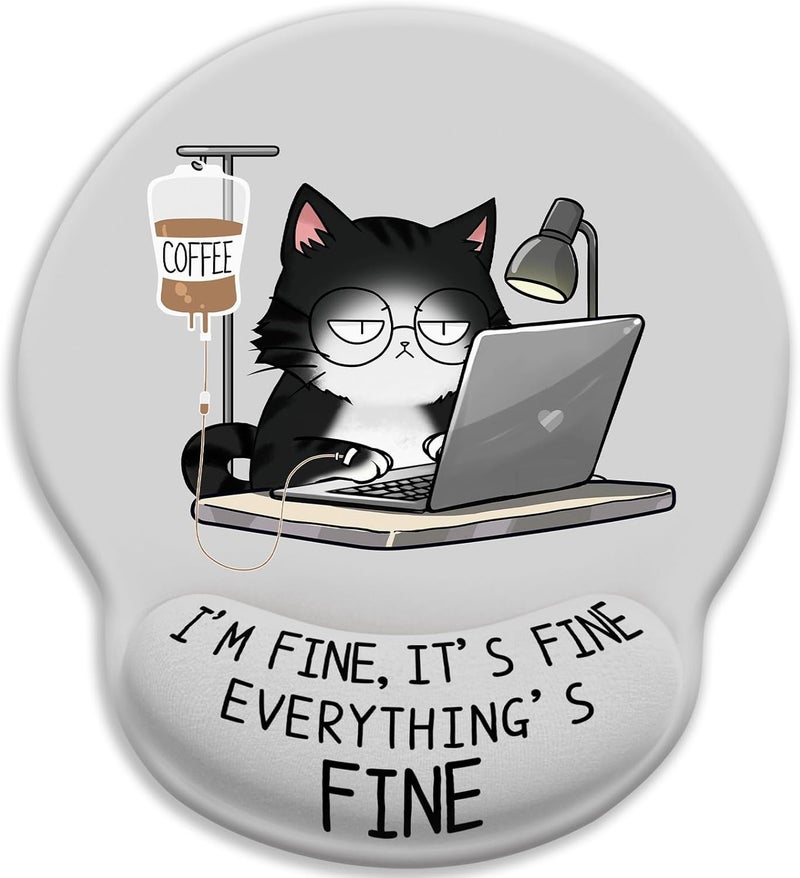 LIMKRIAN Cat Ergonomic Mouse Pad with Wrist Rest, Gaming Mouse Pad with Wrist Support, Funny Mouse Pads for Desk, Computer Mousepad with Non-Slip Pain Relief PU Base, Cute Office Desk Accessories - Image 1